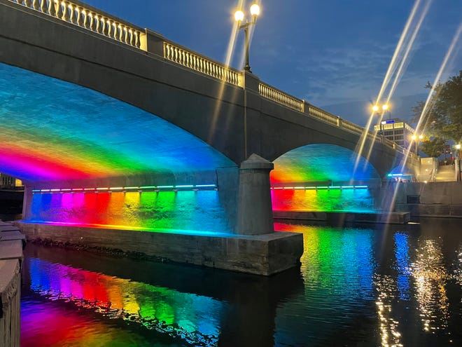 Lights are on at the 8th Street Bridge